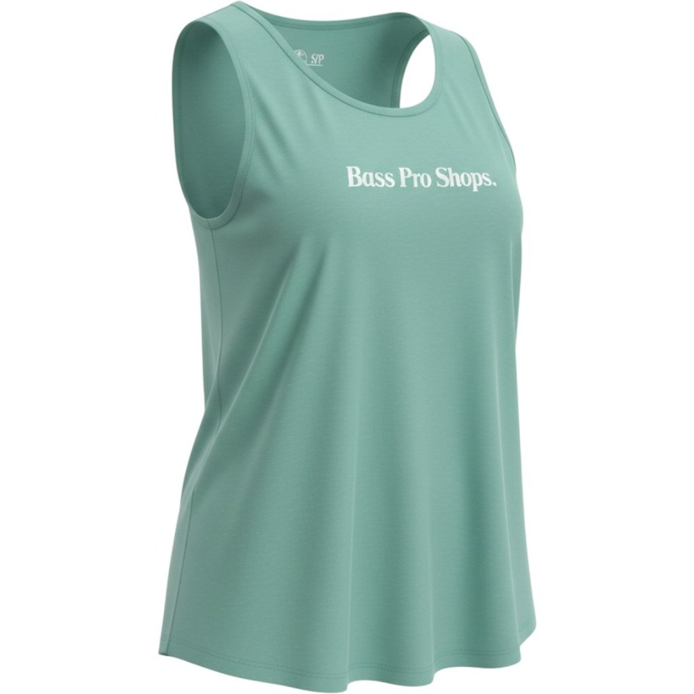 Bass Pro Shops Women Small Turquoise Heathered Logo‎ Tank Top Sleeveless Shirt